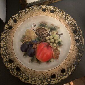 Japan  Pottery Reticulated Plate 2 Wall Hangings. some sm. chips see photos.